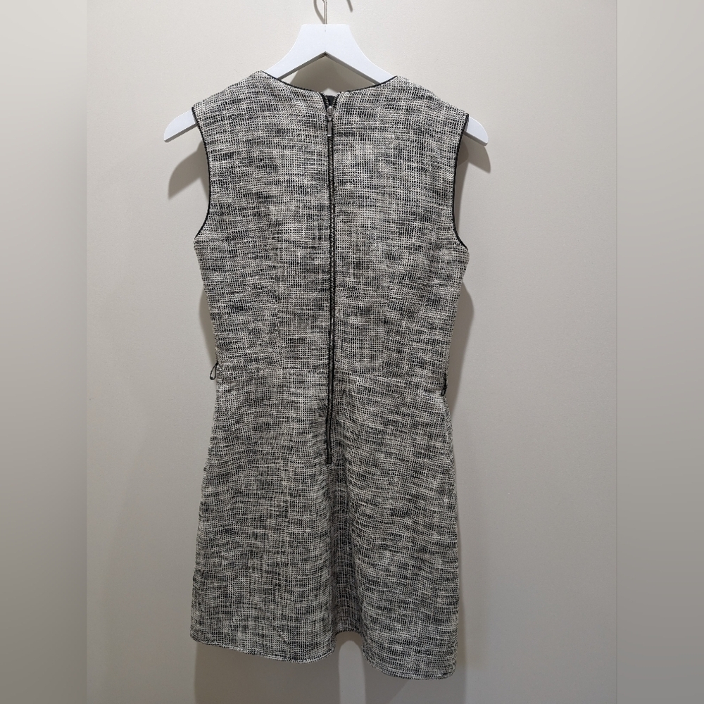 H&M Black White Cross Hatch Printed Sleeveless Sheath Dress Sz 8 - Picture 3 of 8